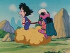 Chi-Chi pulling Goku's tail