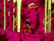 Goku escapando del estómago de la Princesa serpiente.