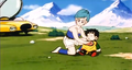 Bulma tends to an unconscious Gohan