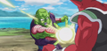 Piccolo prepares to blast Shisami at point-blank range in Resurrection ‘F’