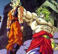 Broly easily defeating Goku