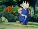 Goku running from a Sabertooth Tiger
