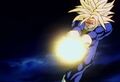 Future Trunks charges an attack against Perfect Cell