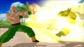 Tien blasting Goku with the Dodon Ray