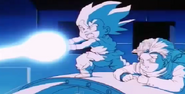 Goku hace el Kamehameha.