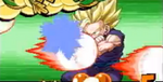 Cell's Energy Bullets hit Gohan in Harukanaru Densetsu