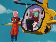 Bulma consegna a Crilin il telecomando