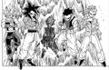 Son Family members Bardock, Goku, Gotenks, and Gohan with Beat in Dragon Ball Heroes: Victory Mission manga