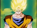 Goku transforms into a Super Saiyan