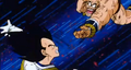 Vegeta throws Nappa into the air