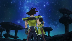 Bardock y Gine despidiéndose de Goku DBS Broly