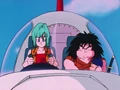 Bulma rides towards the Androids