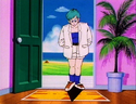 Bulma arrives at Kame House in Dragon Ball Z