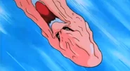 Super Buu liquifies his body for the Dangerous Liquid Bomb attack