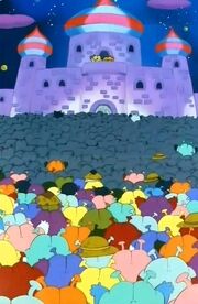 Nikos in front of King Nikochan's castle