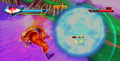 Super Saiyan God fires the Super Spirit Bomb in Xenoverse