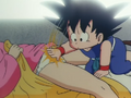 Goku touching Bulma's panties as she is sleeping