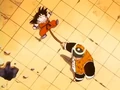 Goku on the losing end of the battle