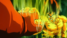 Pseudo Super Saiyan Goku blocks a punch from Lord Slug