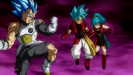 Super Saiyan God SS Evolved Vegeta alongside the Super Saiyan Blue avatars