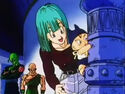 Bulma while Trunks climbs on a pillar