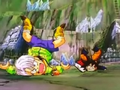 Trunks and Goten crashed on the ground