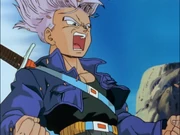 Future Trunks powers up to a Super Saiyan