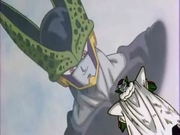 Piccolo vendo uma imagem de Cell na Sala do Tempo