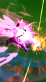 Pan: Honey (DBL08-07E) firing her purple Maiden Blast energy wave in Dragon Ball Legends