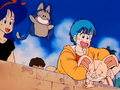 Bulma and the others watching Yamcha perform well