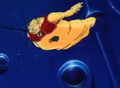 Misokatsun's lifeless body floating in mid-air.