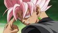 Super Saiyan Rose Goku Black using Sudden Death Beam variation of Instant Transmission to dodge Super Saiyan Blue Goku's kick