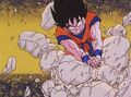 Goku hits a rock