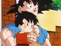 Goku with his granddaughter Pan