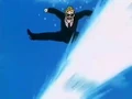 The announcer dodges Goten's Kamekameha