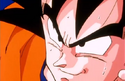 Goku before blocking a mass of land thrown by Frieza