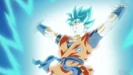 Goku goes Super Saiyan Blue against Golden Great Ape Cumber