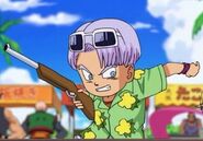 Trunks con un rifle.