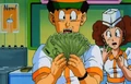 An ice cream shop owner given too much Zeni by Good Buu
