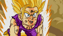 An injured Super Saiyan 2 Gohan in Idainaru Son Goku Densetsu