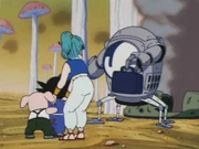 Shu steals Bulma's Dragon Balls after he destroyed their hovercar