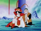 Grandpa Gohan with Annin clutching to Goku's attack