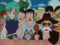 Bulma attending the 23rd World Martial Arts Tournament with Master Roshi and Puar