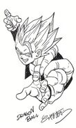 Ilustración de Gogeta de Akira Toriyama para Dragon Box The Movies.