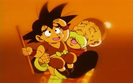 Goku with his adoptive grandfather in "He's Always Late"
