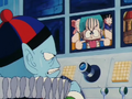 Bulma makes faces at Pilaf