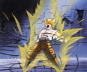 Goku powers up, destroying his now-weakened restraints