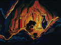 Gohan camping in a cave