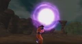 The attack approaches Goku in Raging Blast 2