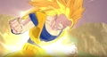 Goku gathers energy for his Super Explosive Wave in Raging Blast 2